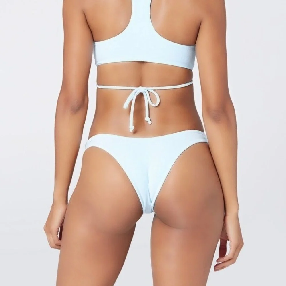 NEW L*Space Sky Blue Terry Cabana Bitsy Bikini Swim Bottom XL NWT